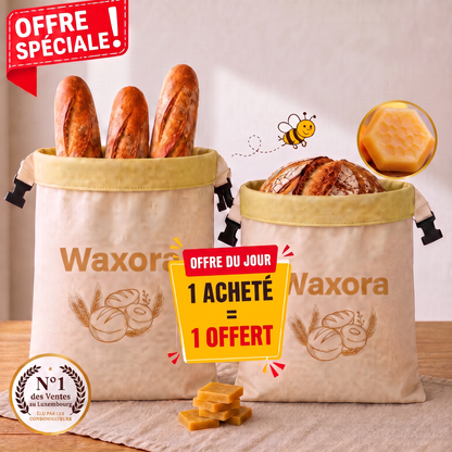 Sac à pain Waxora en coton et cire d'abeille, offre spéciale