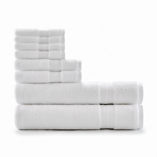 Ensemble de 8 serviettes Softloom en coton, coloris blanc nuage
