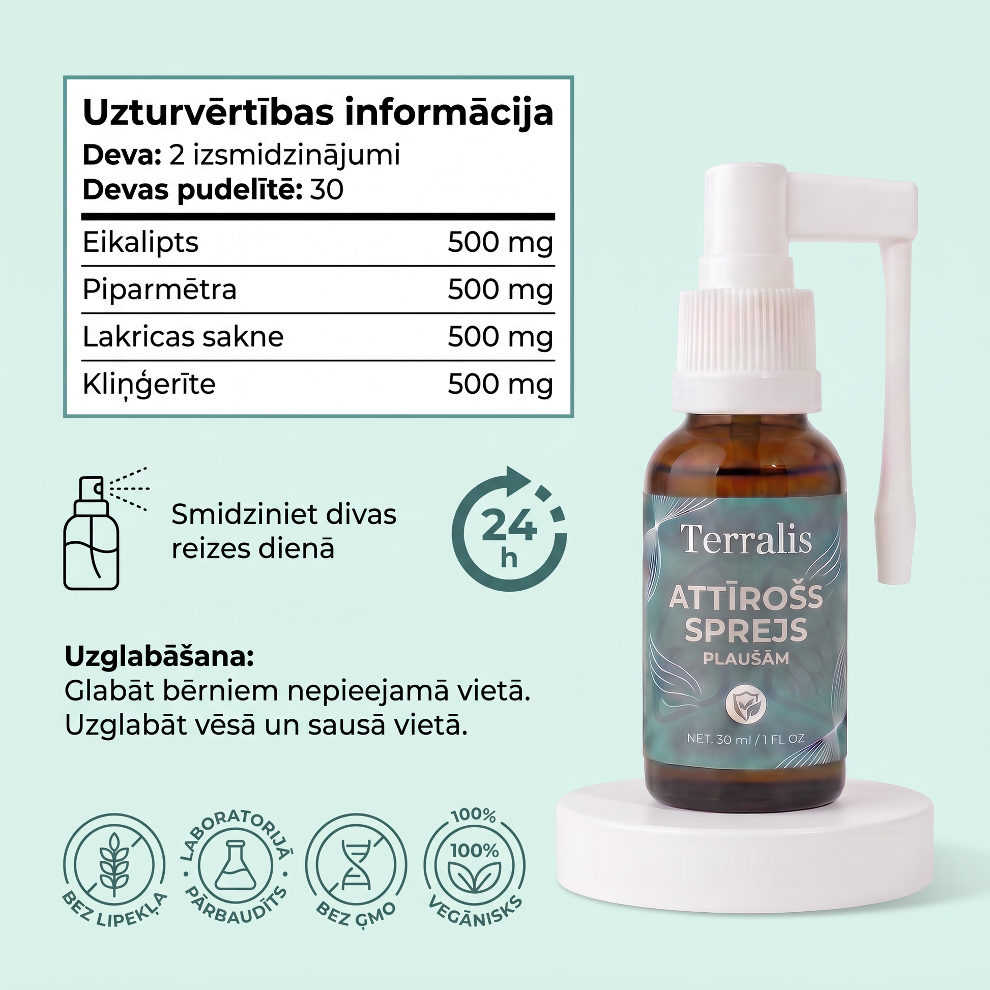 Sastāva tabula: četras aktīvās vielas pa 500 mg, lietošana un kvalitātes zīmogi