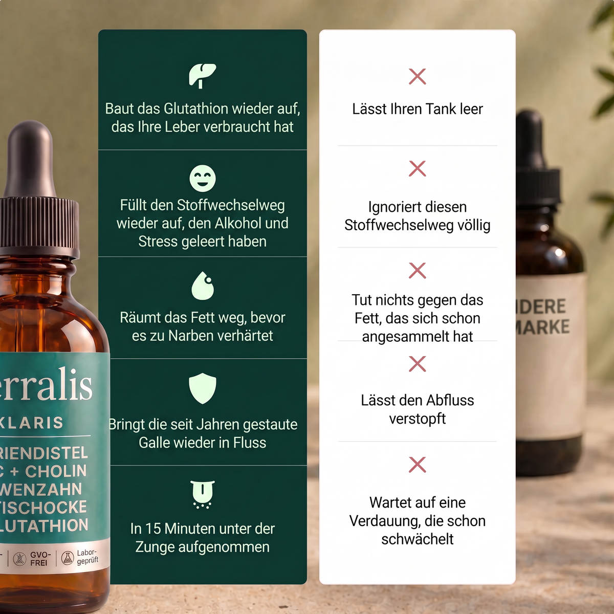 Anwendung von Klaris: 2 ml pro Tag