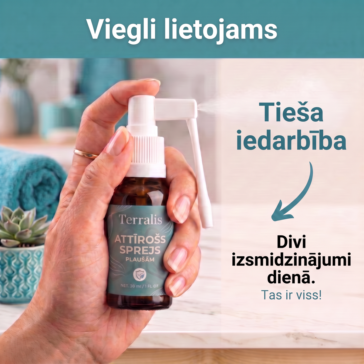 Viegli lietojams: divi izsmidzinājumi dienā tiešai iedarbībai