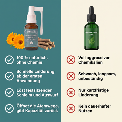 Vergleich zwischen dem Terralis-Spray und einem generischen Königskerzenblatt-Extrakt