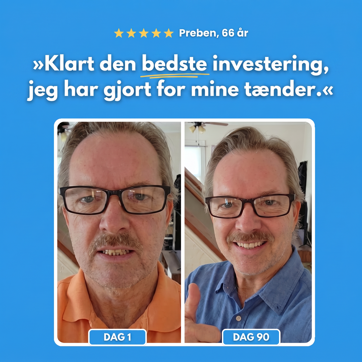 Før og efter-anbefaling fra en Emaline-bruger