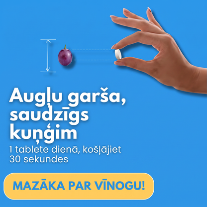 Emaline košļājamās tabletes patiesais izmērs